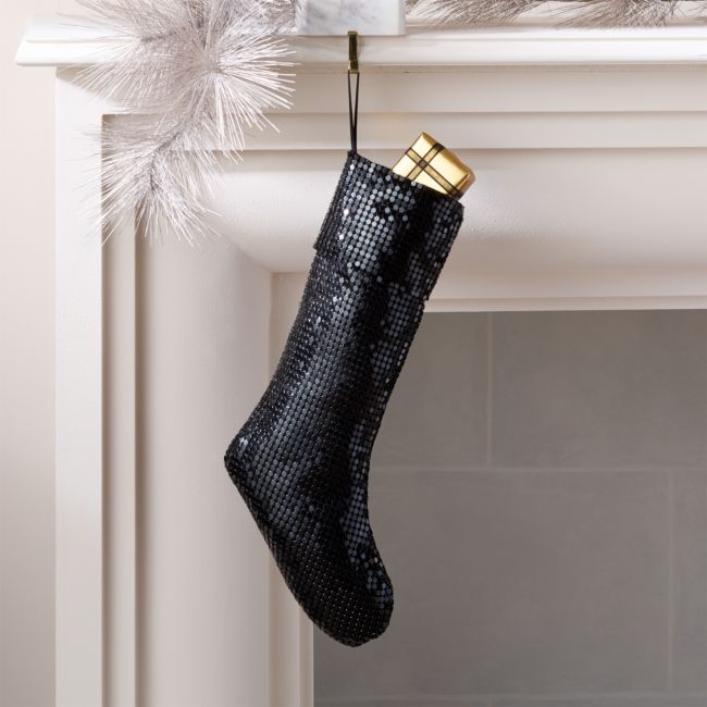 Lumina Black Chain Metal Christmas Stocking - Image 0