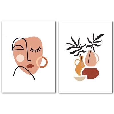 Abstract Woman Face by Elena David - 2 Piece Wrapped Canvas Graphic Art Print Set - Image 0