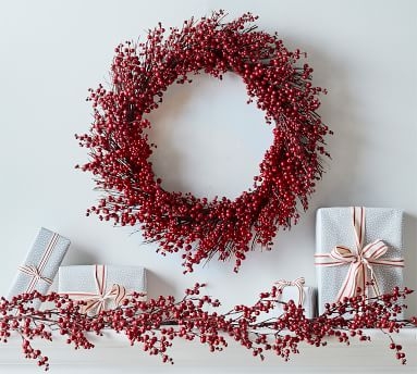 Faux Red Berry Wreath, 27"D - Image 4