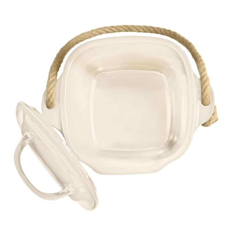 Emile Henry Clay Ceramic Compost Bin with Lid and Rope Handle - Image 3