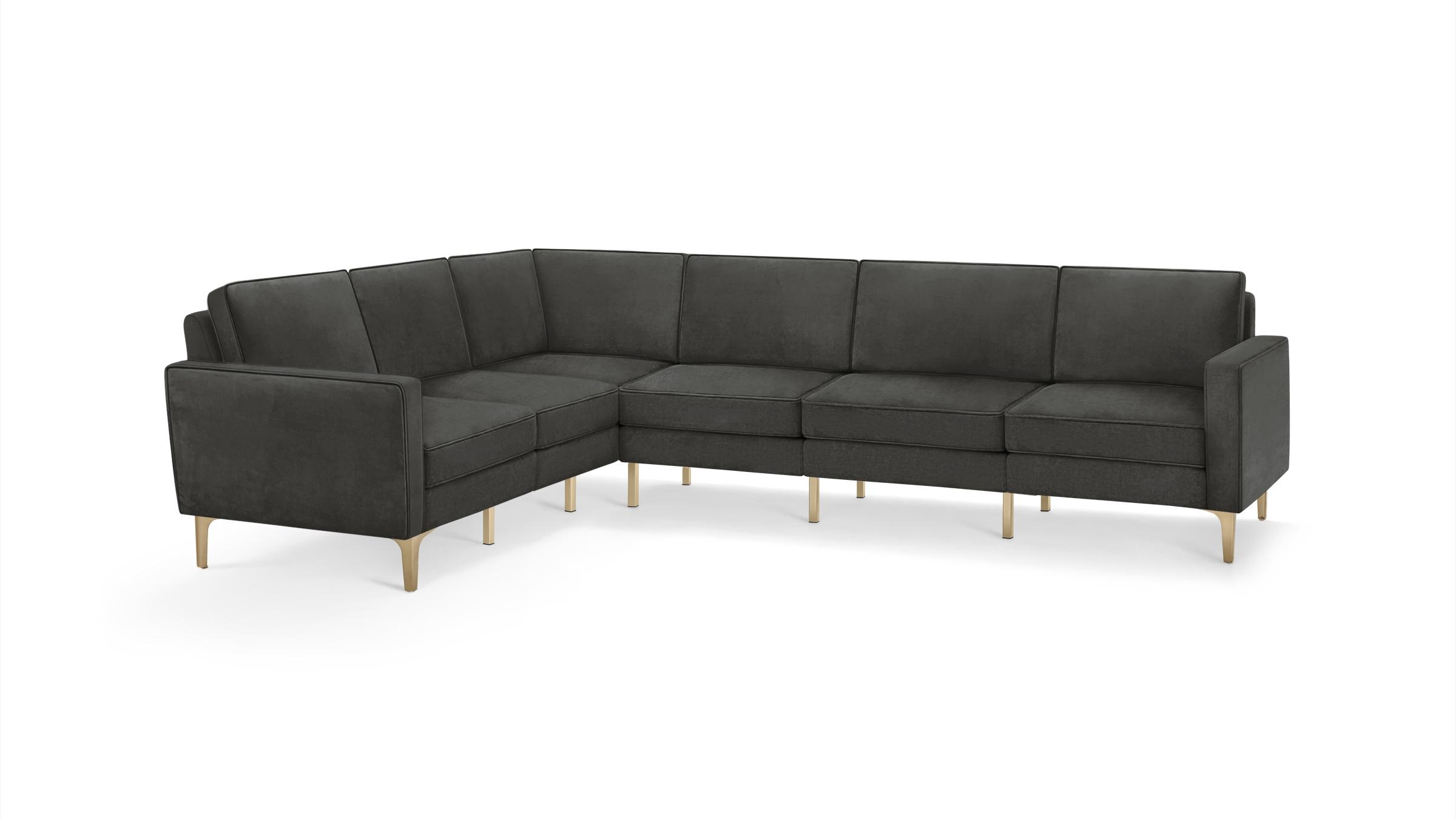 Nomad Velvet 6-Seat Corner Sectional - Graphite Grey - Performance Velvet / Chrome - Metal - Image 6