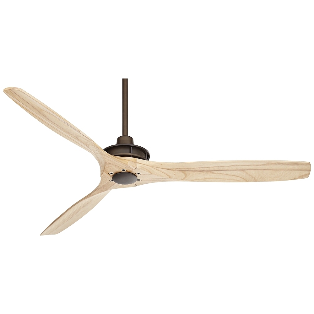 52" Windspun Bronze Natural Wood Blades Ceiling Fan with Remote - Image 0