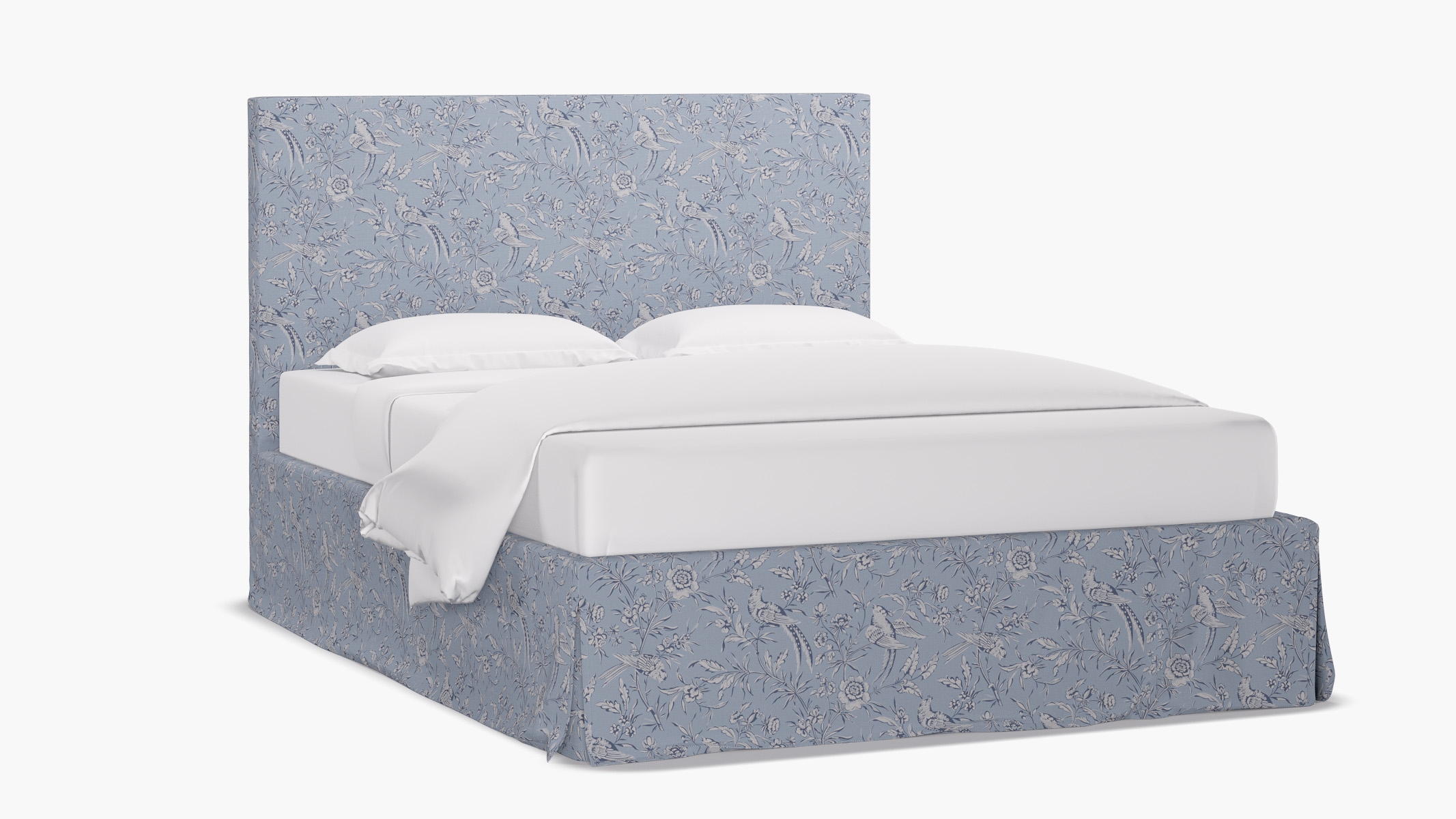 Slipcovered Bed, Blue Aviary, King - Image 1
