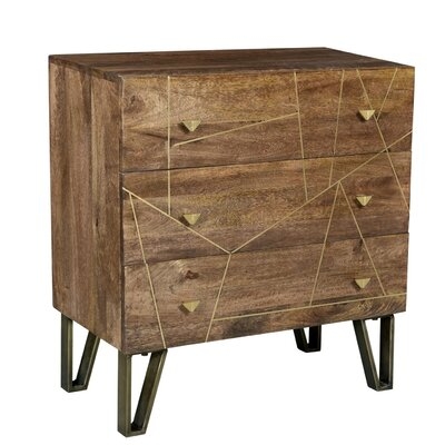 Kangley Brass Inlay 3 Drawer Accent Chest - Image 0