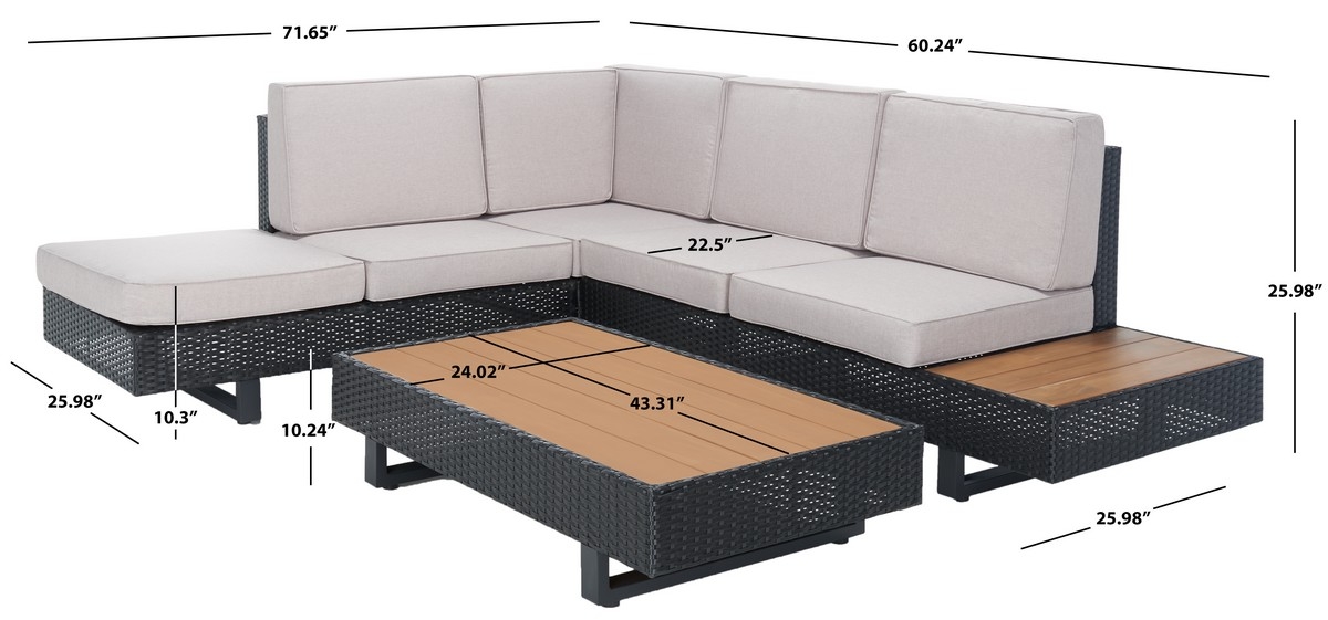 Indoor-Outdoor Allison Corner Living Set - Grey/Light Grey - Safavieh - Image 7
