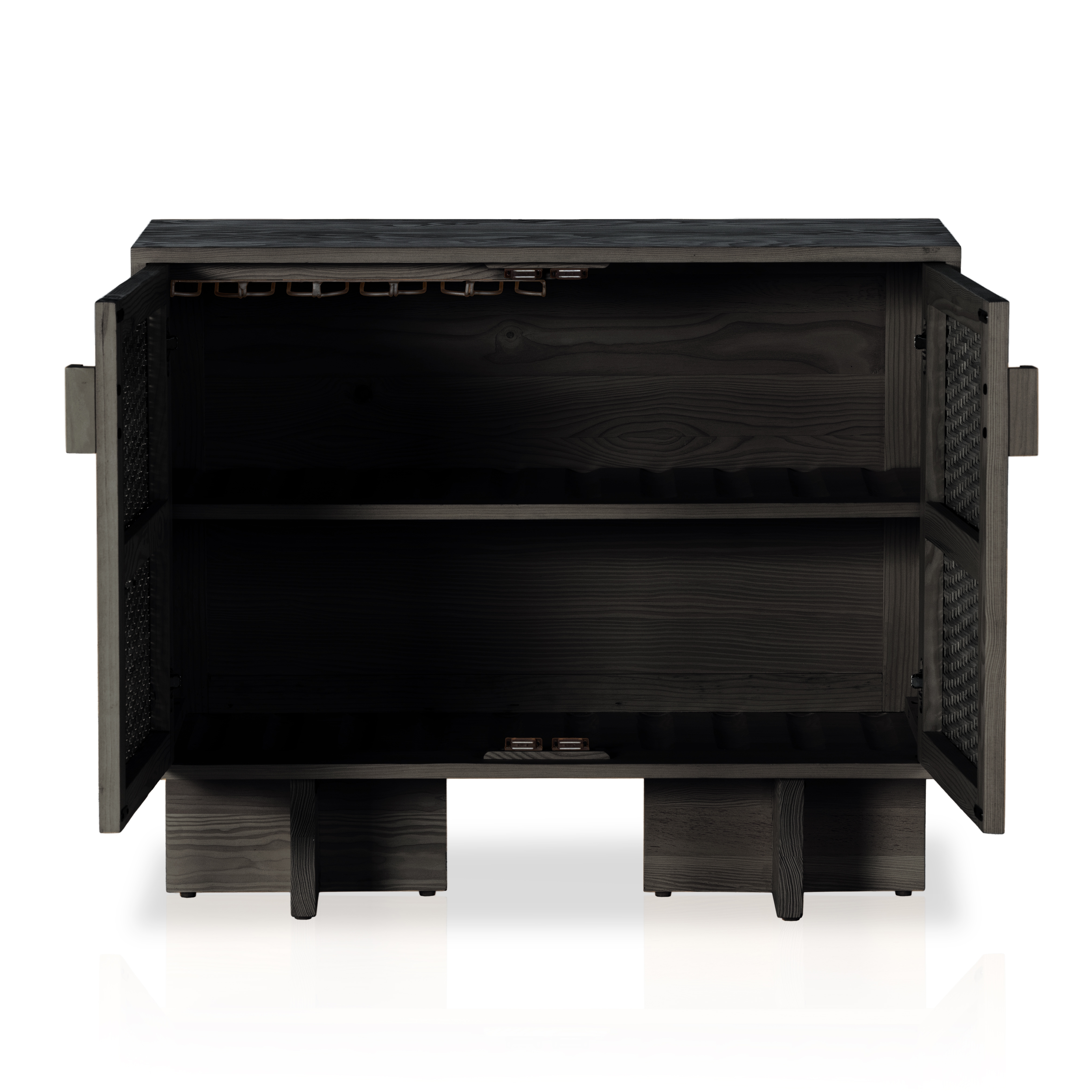 Levon Bar Cabinet-Black Woven Rod Cane - Image 4
