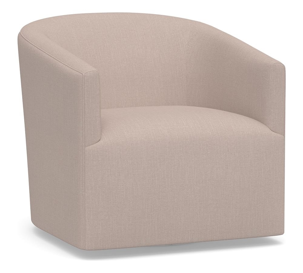 Baldwin Upholstered Swivel Armchair, Polyester Wrapped Cushions, Performance Heathered Tweed Desert - Image 0
