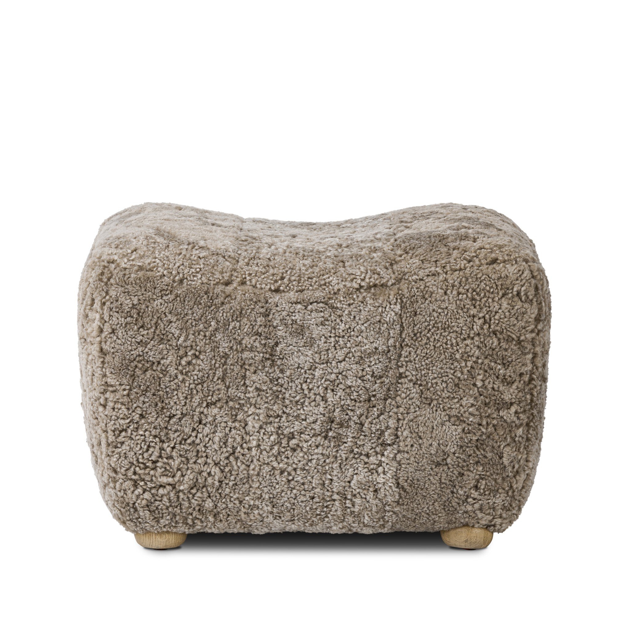 Oslo Ottoman - Taupe Shearling by Amber Lewis x Four Hands - Image 0