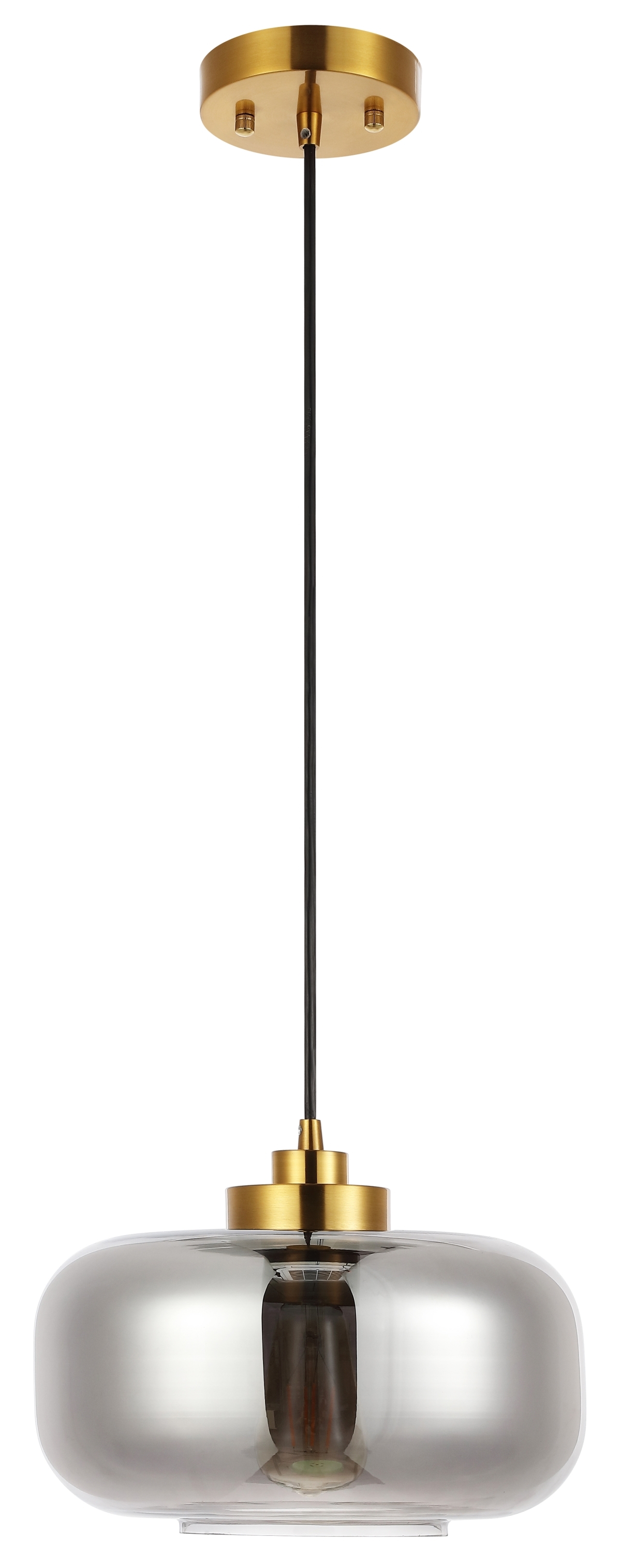 Edge 11 Inch Pendant - Smoke Grey/Brass - Safavieh - Image 2