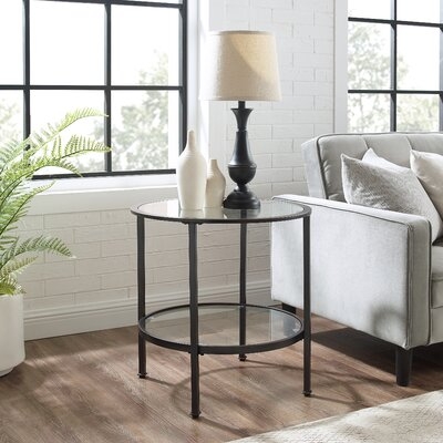 Otha Glass Top End Table with Storage - Image 0