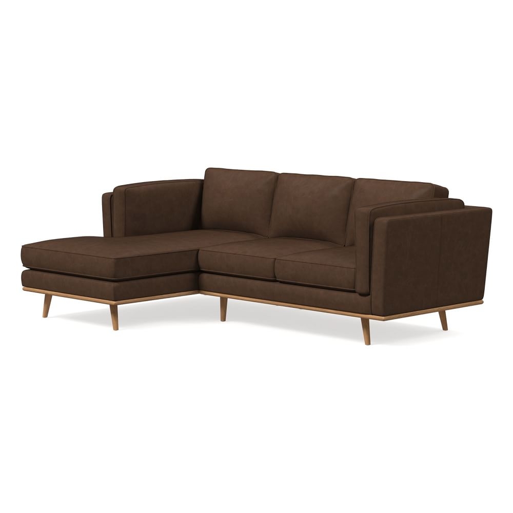 Zander 94" Left 2-Piece Chaise Sectional, Vegan Leather, Molasses, Almond - Image 0