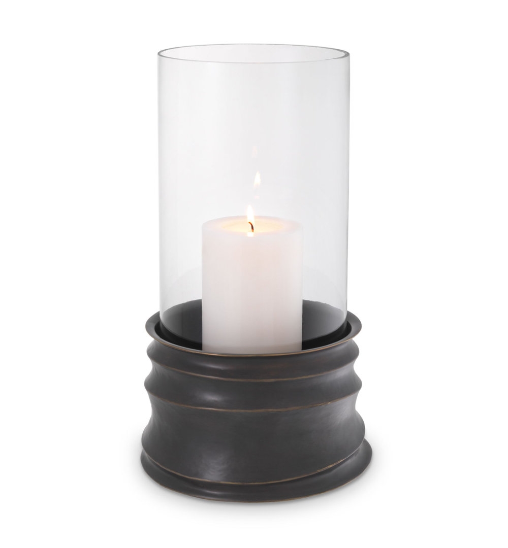 Eichholtz Gilardon Glass/Brass Hurricane Holder - Image 0