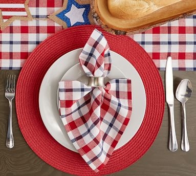 Americana Plaid Cotton Napkins, Set of 6 - Image 2