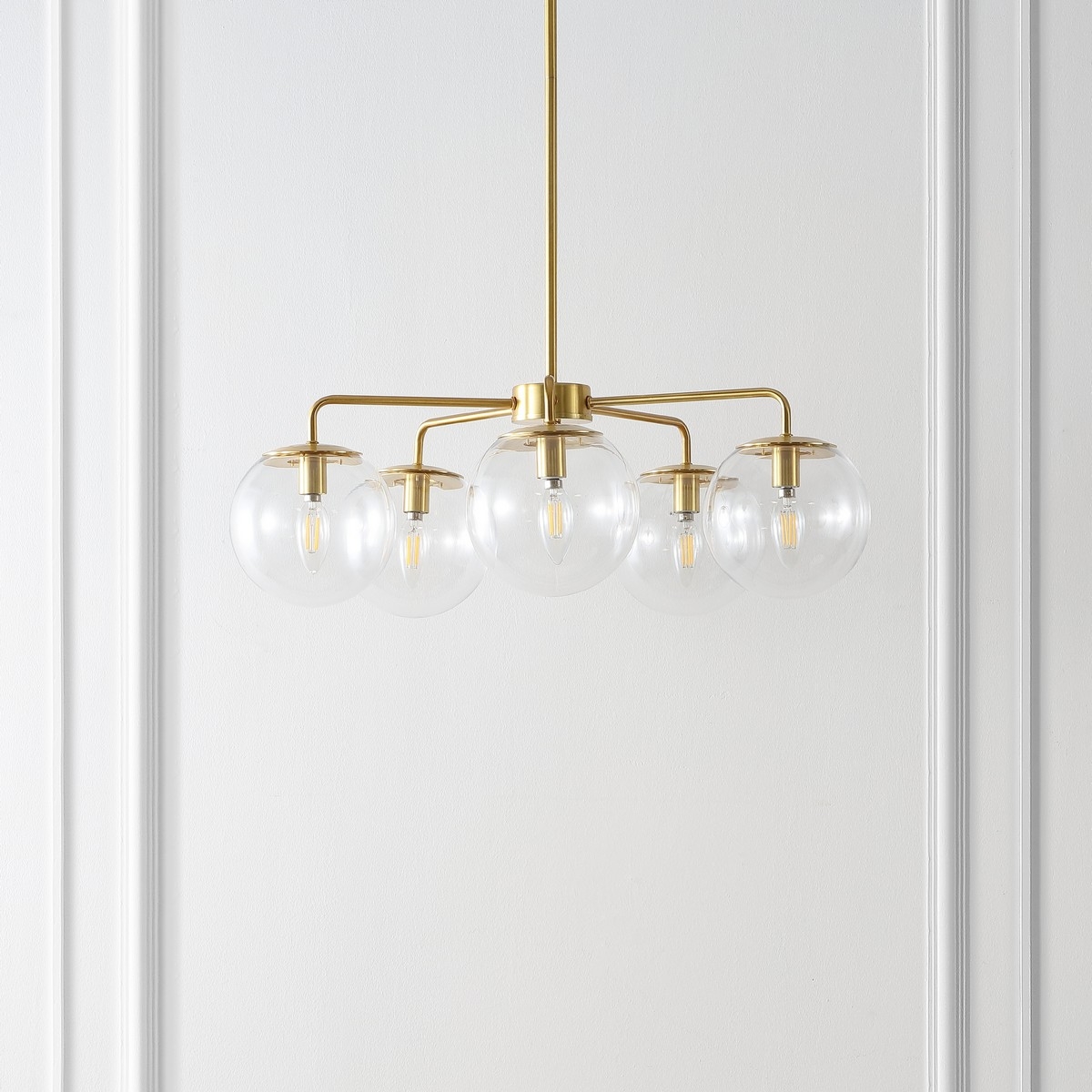 Negara 5Lt 25" Chandelier - Brass / Clear - Safavieh - Image 2