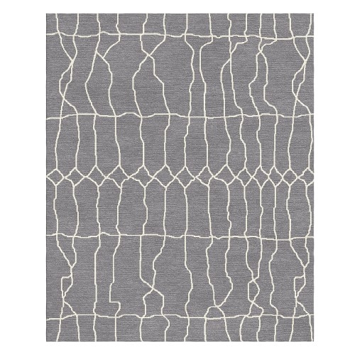 Moroccan Wave Hand Knotted Rug, Grey, 9' X 12' - Image 0