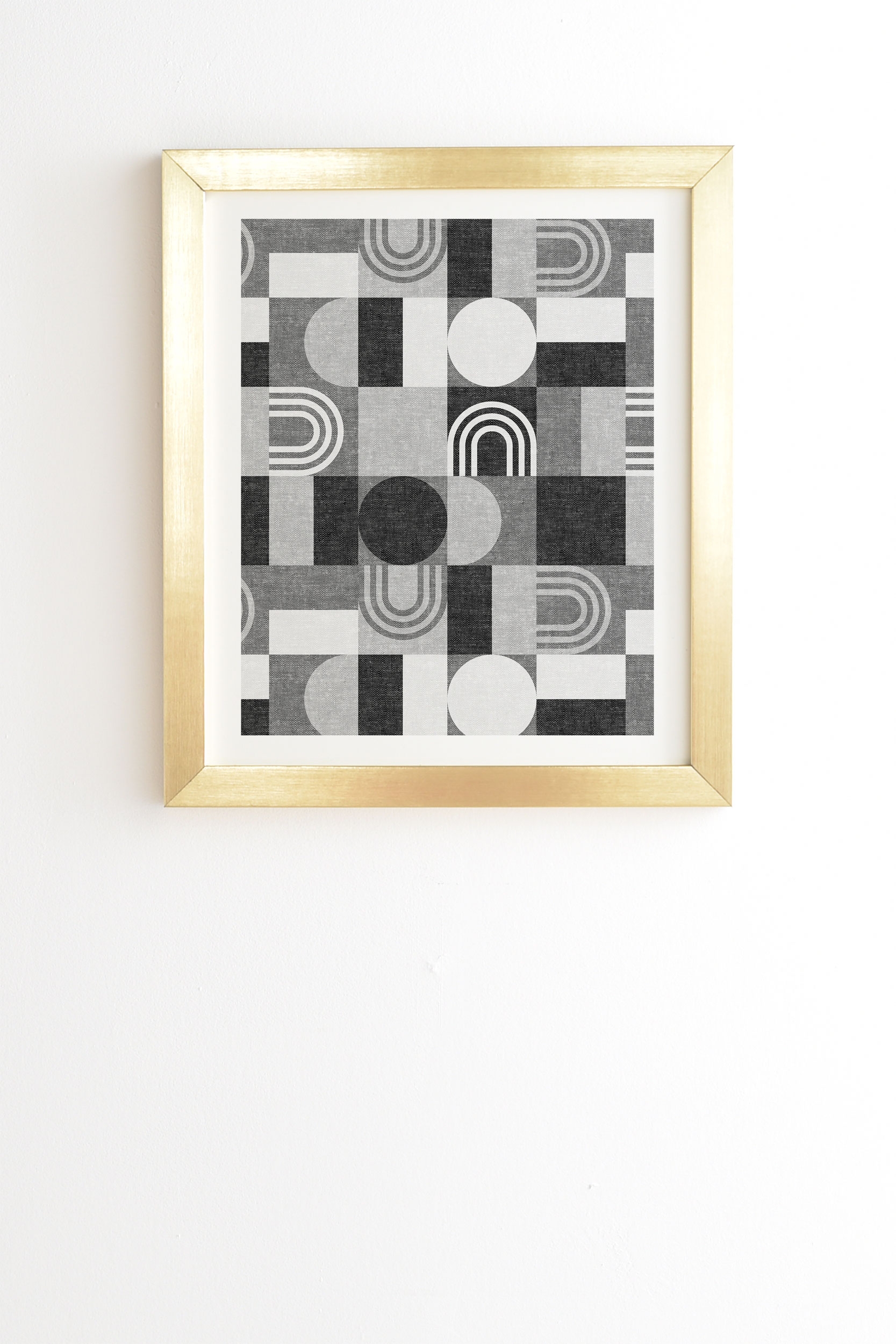 Geometric Patchwork Gray by Little Arrow Design Co - Framed Wall Art Basic Gold 19" x 22.4" - Image 0
