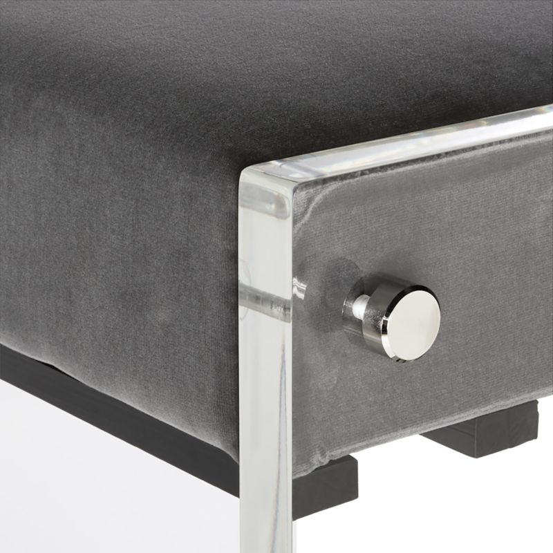 Acrylic Dark Grey Velvet Bench - Image 5
