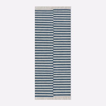 Staggered Stripe Rug, 8x10, Blue Teal - Image 1