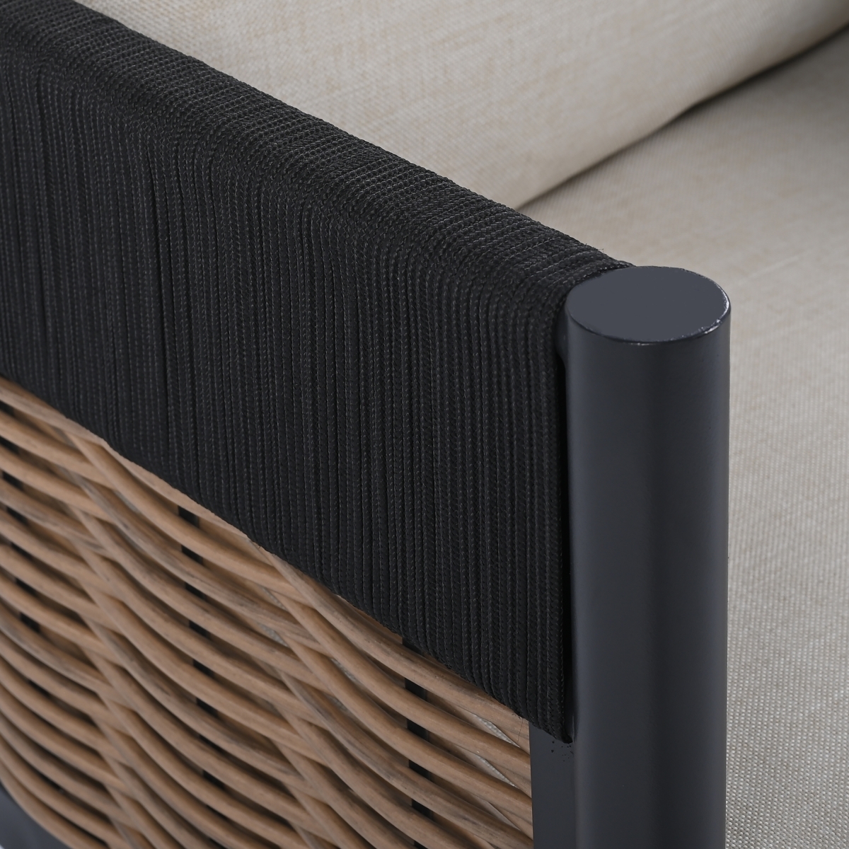 Harrison Indoor-Outdoor Swivel Chair - Black/Taupe - Image 3