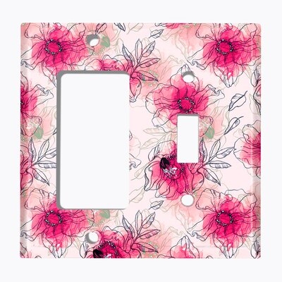 Metal Light Switch Plate Outlet Cover (Watercolor Flowers Green - Single Rocker Single Toggle) - Image 0
