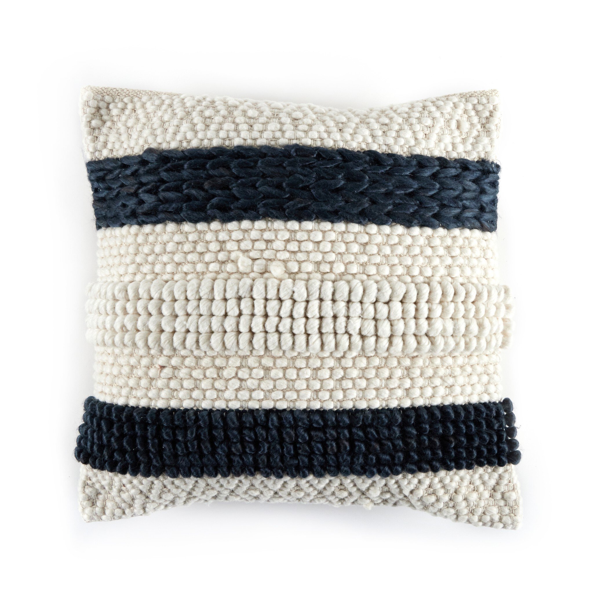 Textured Stripe Pillow - Navy, Natural - Image 0