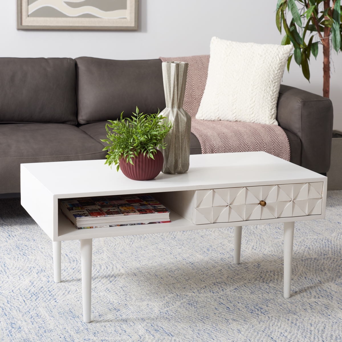 Lexington Coffee Table - White Washed - Safavieh - Image 1
