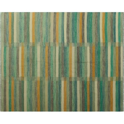 Ames Striped Handmade Kilim Wool Beige Area Rug - Image 0