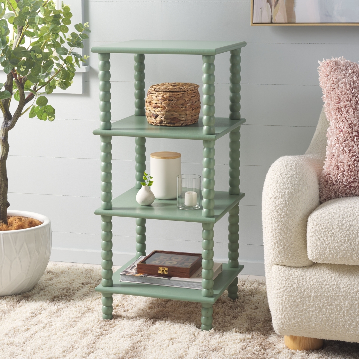 Dilyn 4 Tier Shelving Unit - Sage - Image 1