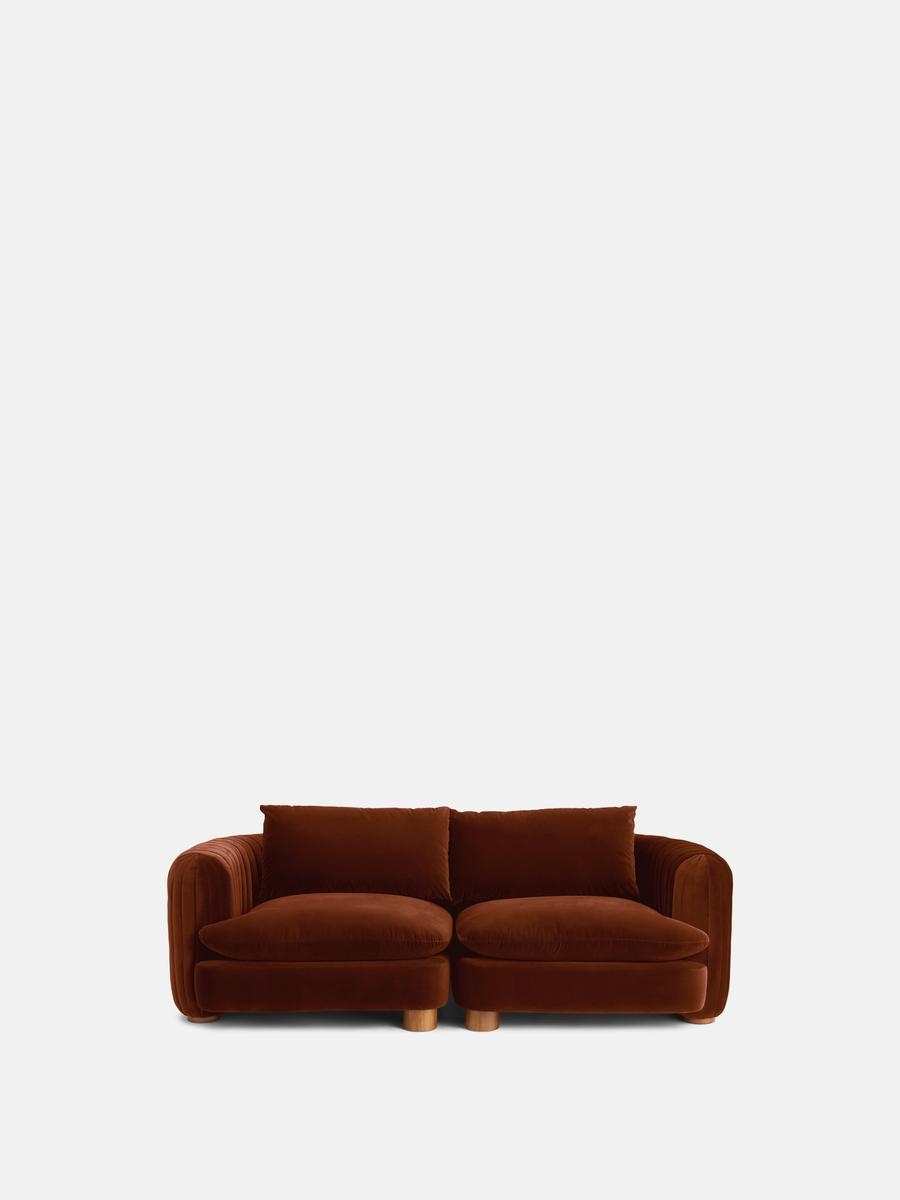Vivienne Sectional Sofa, Three Seater, Velvet Rust, US - Image 0