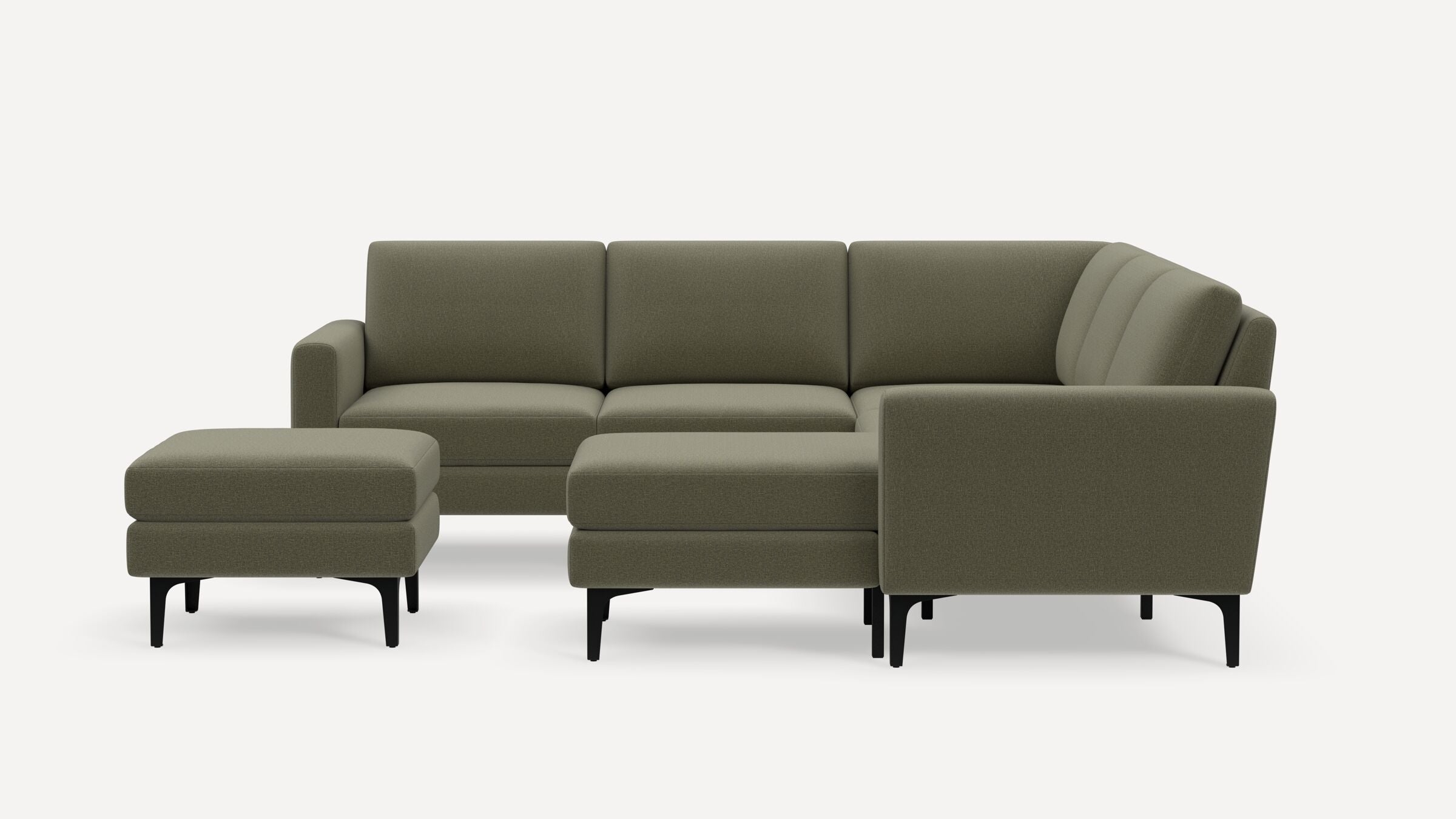 Nomad 5-Seat Corner Sectional with Chaise and Ottoman - Moss Green - Performance Flatweave / Black - Metal / Block - Image 0
