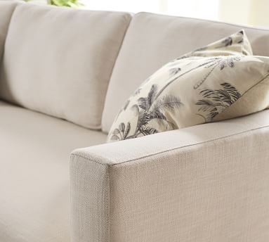 Jake Upholstered Sofa 85", Polyester Wrapped Cushions, Jumbo Basketweave Oatmeal - Image 1