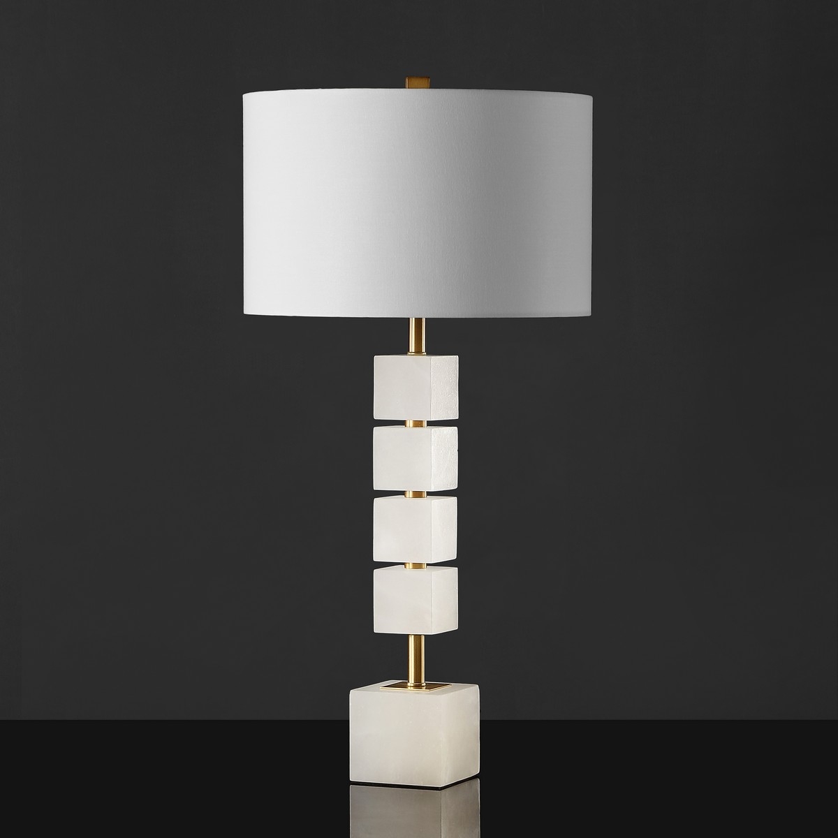 Safavieh Couture Johnny Alabaster Table Lamp - White/Gold - Image 0