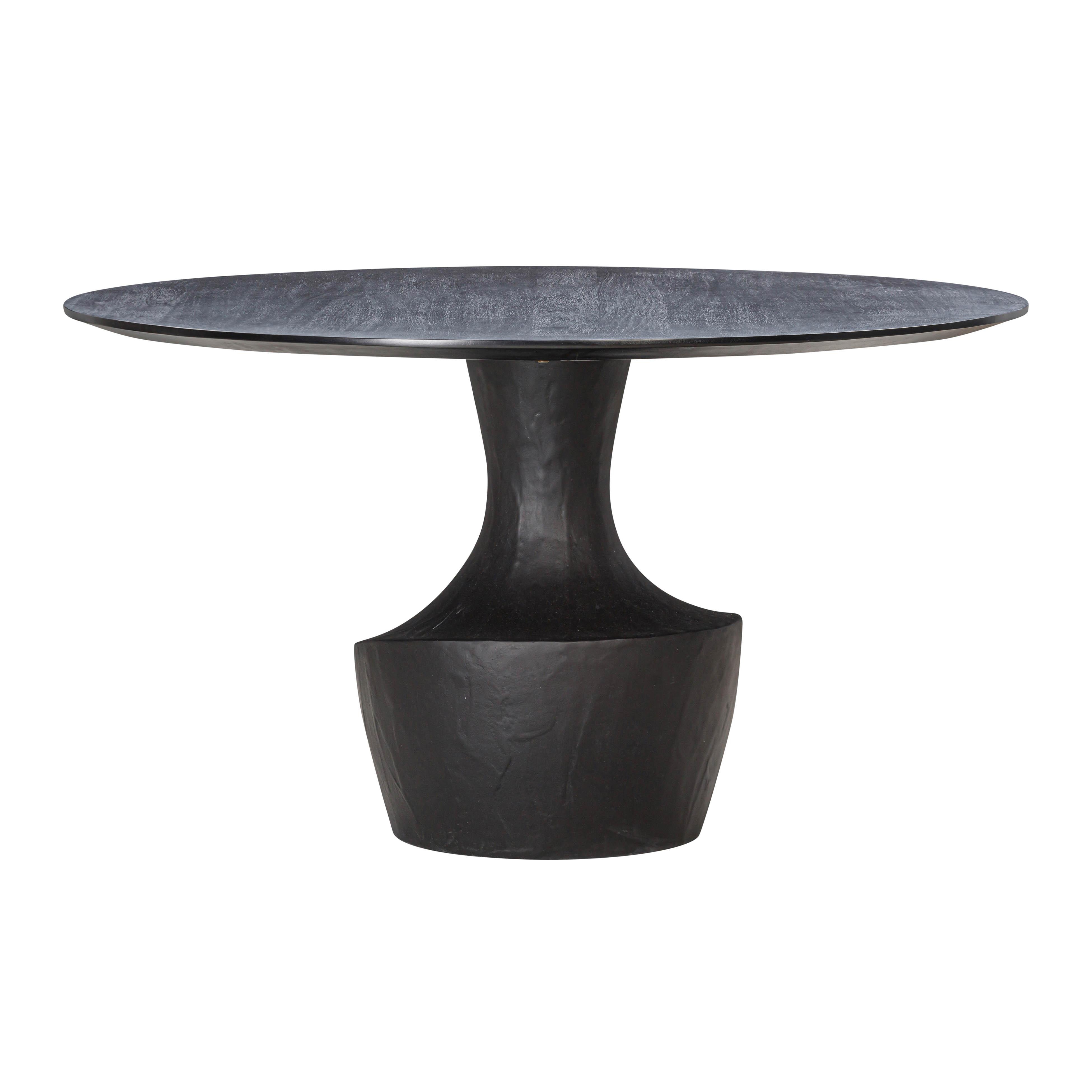 Gevra Black Acacia & Faux Plaster Dining Table - Image 1