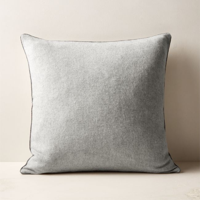 Ivy Heathered Grey Cashmere Throw Pillow with Down-Alternative Insert 20'' - Image 0