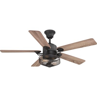54" Clauson 5 - Blade Standard Ceiling Fan with Remote Control and Light Kit Included - Image 0