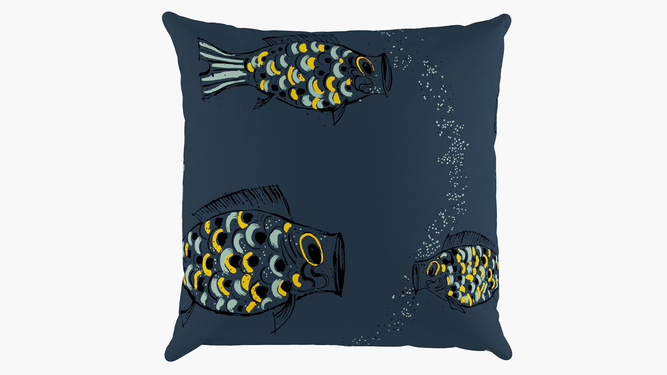 Outdoor 16" Throw Pillow, Indigo Sakana, 16" x 16" - Image 0