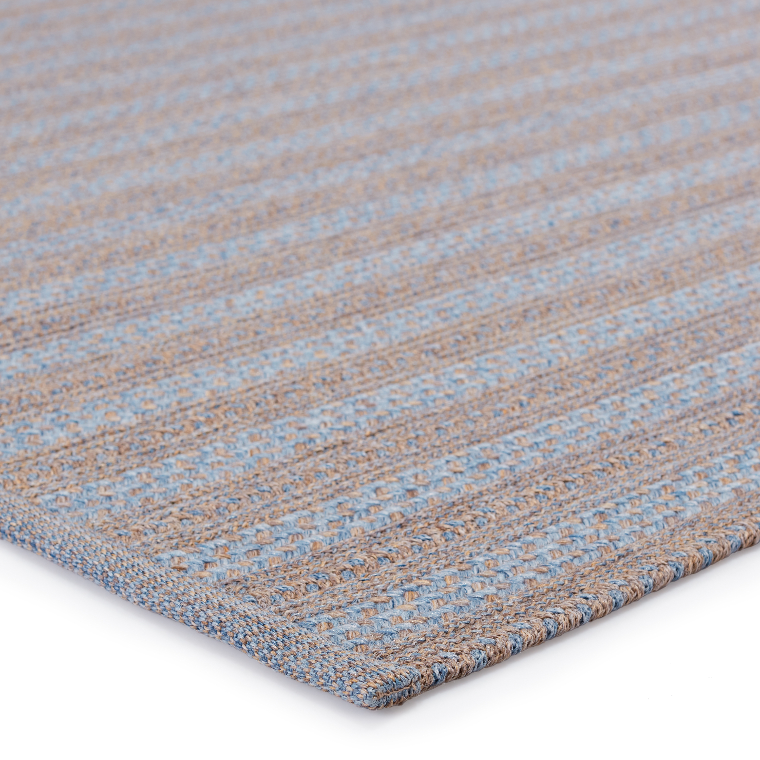 Topsail Indoor/ Outdoor Striped Light Blue/ Taupe Area Rug (4'X6') - Image 1