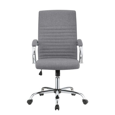 Office Chair With Horizontal Stitching And Curved Seat, Gray - Image 0