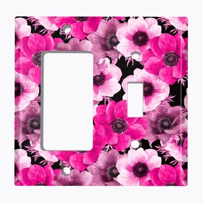 Metal Light Switch Plate Outlet Cover (Pink White Flowers - Single Rocker Single Toggle) - Image 0