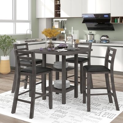Nadine 5-Piece Wooden Counter Height Dining Set - Image 0