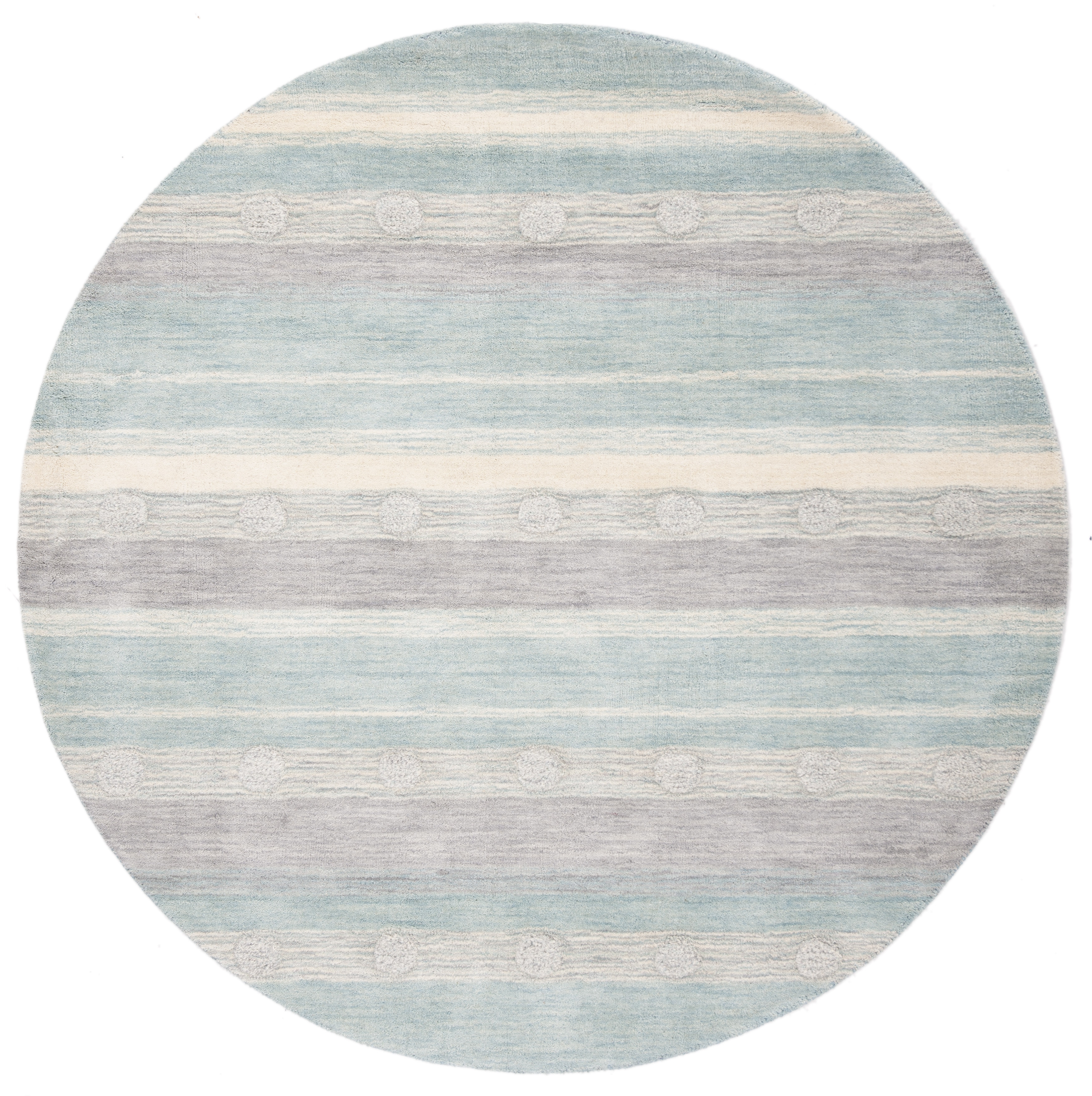 Arlo Home Hand Loomed Area Rug, SFK801J, Aqua/Ivory,  5' X 5' Round - Image 0