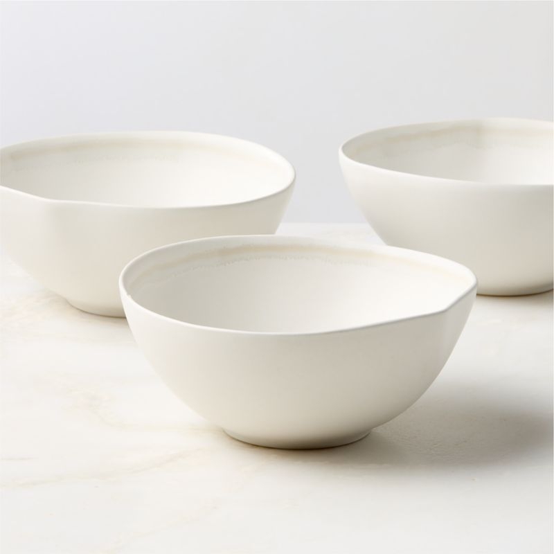 Hyacinth White Soup Bowls with Reactive Glaze Set of 6 - Image 3