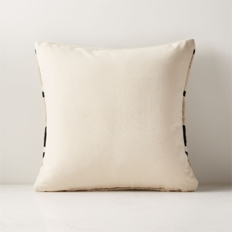 Diya Woven Natural and Black Throw Pillow with Feather-Down Insert 18" - Image 1