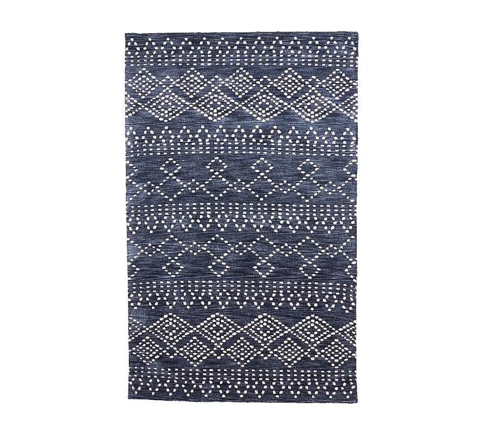 Stain Resistant Plush Leo Moroccan Rug, 7x10 Ft, Navy - Image 0