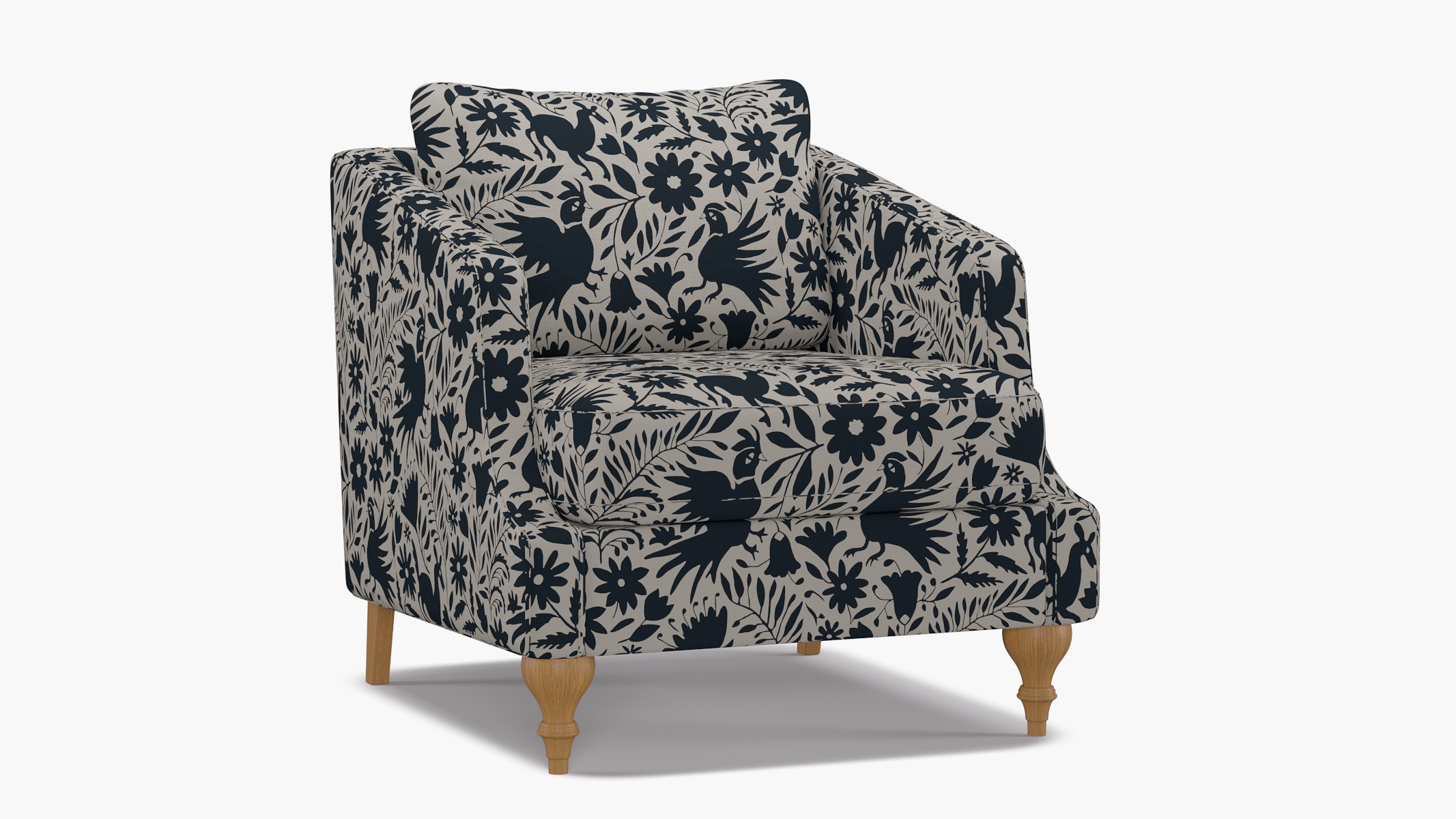 Slope Arm Chair, Ink Frida, Natural Turned Wood Leg - Image 1