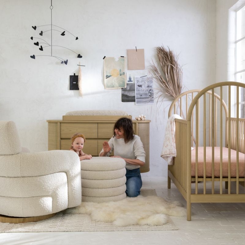 Canyon Natural Spindle Wood Convertible Baby Crib with Toddler Bed Rail by Leanne Ford - Image 4