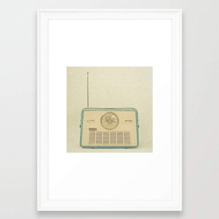 Radio Days Framed Art Print by Cassia Beck - Scoop White - Small 13" x 19"-15x21 - Image 0