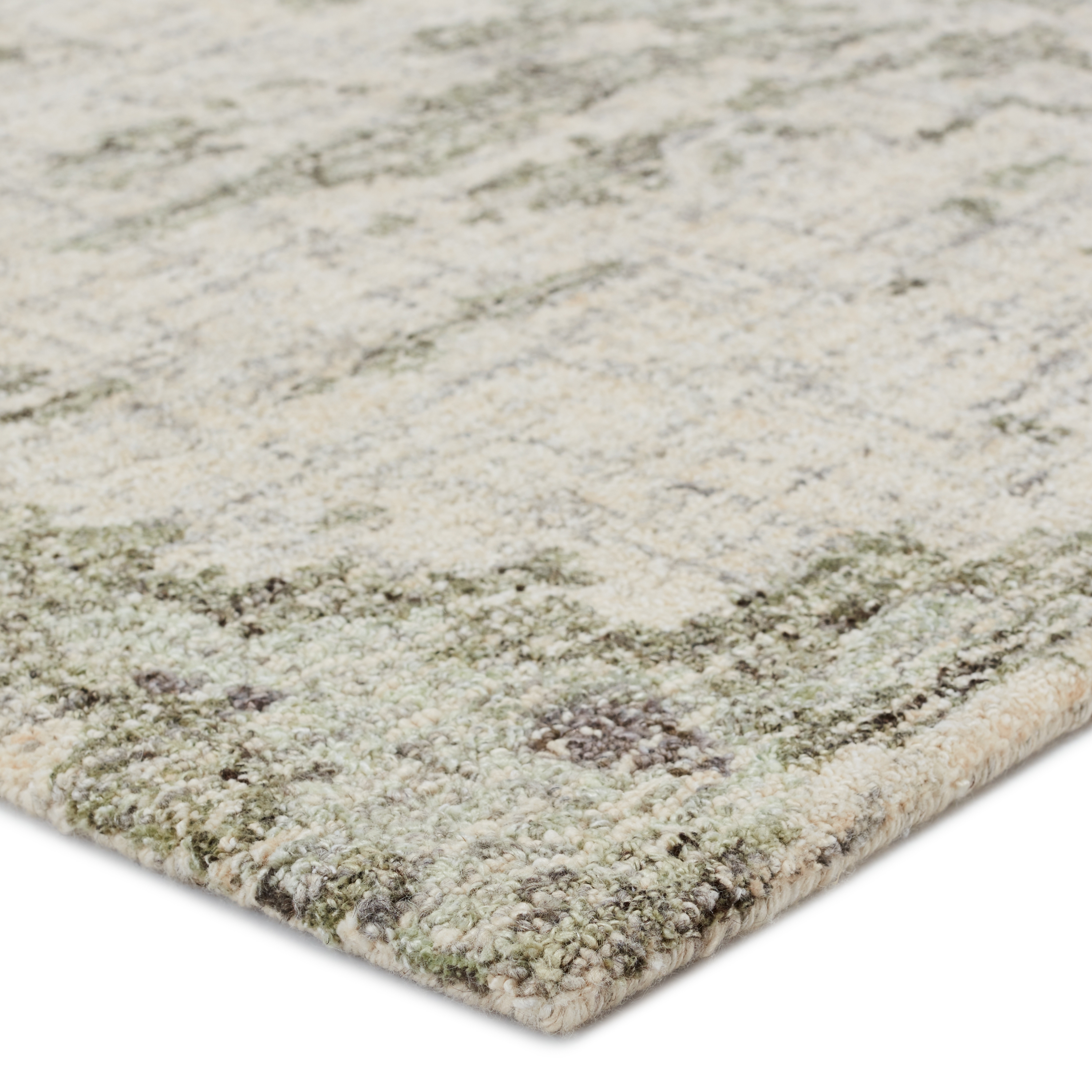 Absolon Handmade Abstract Taupe/ Green Area Rug (8'X10') - Image 1
