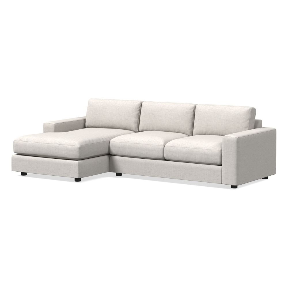 Urban 106" Left 2-Piece Chaise Sectional, Performance Coastal Linen, White, Down Blend Fill - Image 0