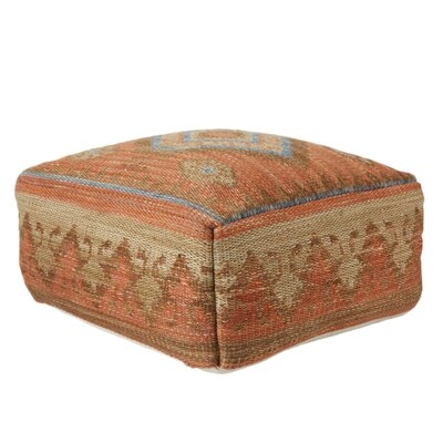 Luna Indoor/ Outdoor Tribal Orange/ Blue Cuboid Pouf - Image 0